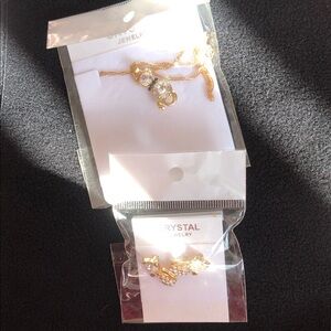 Cat Gold Jewelry necklace and earrings set